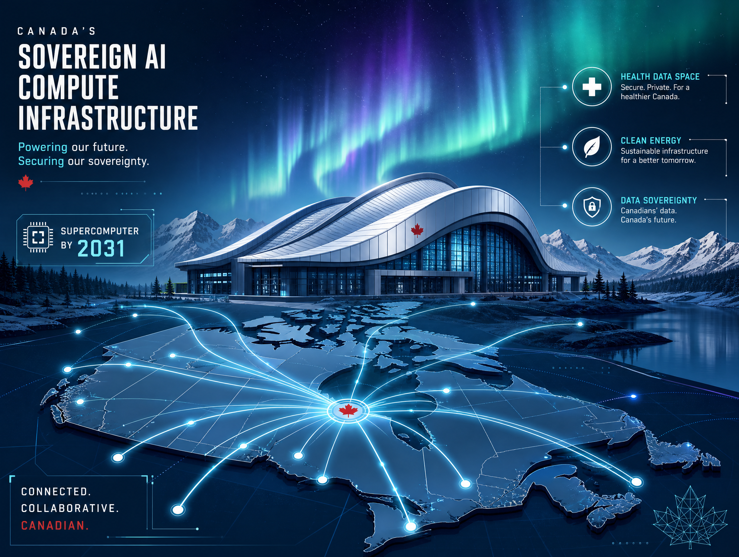 Sovereign AI compute vision — Canada&rsquo;s data centre infrastructure under northern skies
