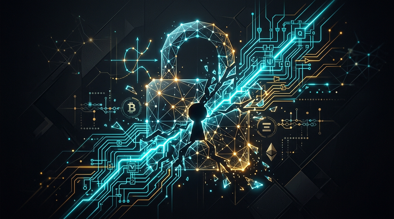 Abstract illustration of quantum pressure on crypto wallets and mining narratives